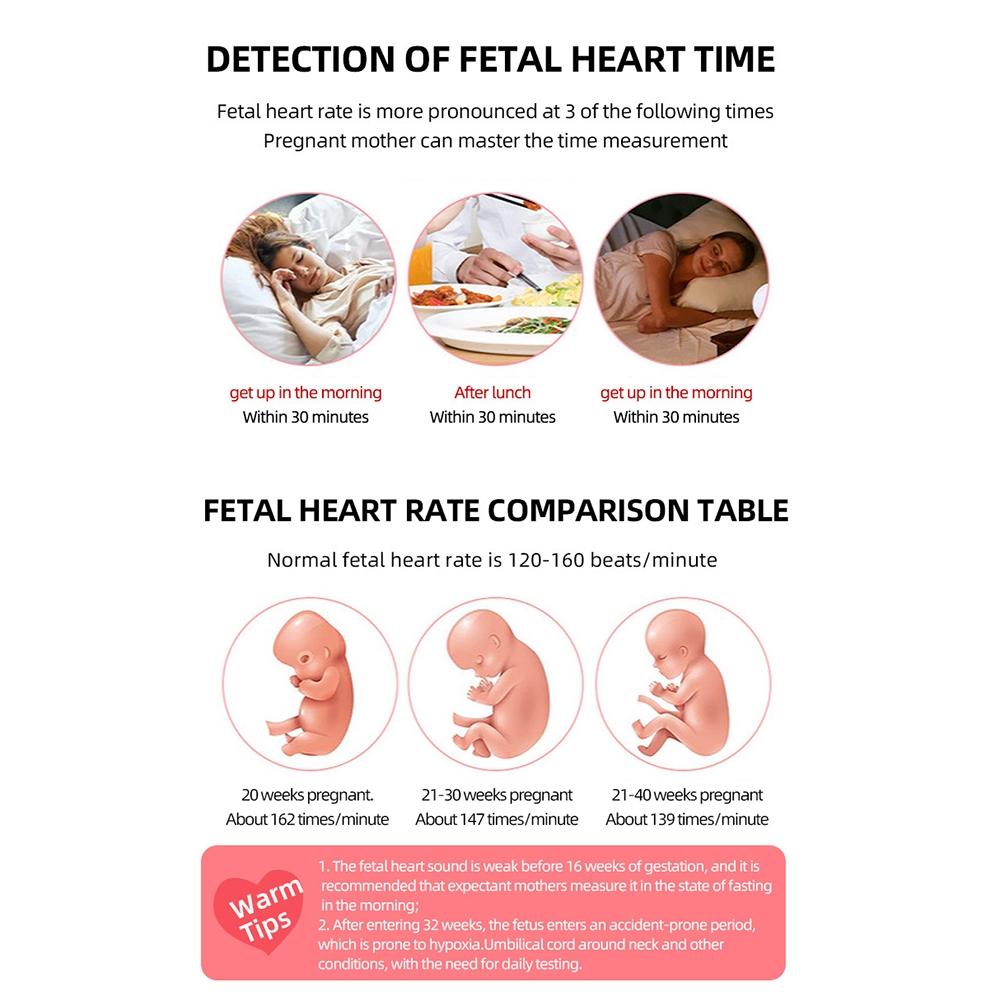 Waterproof Fetal Doppler Baby Heartbeat Monitor For Pregnancy With LCD Display Noise Reduction 3