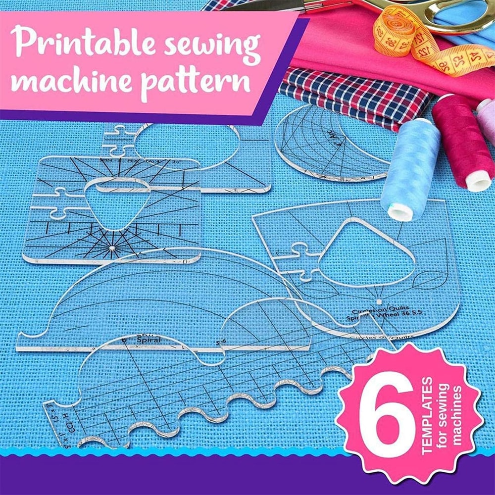 6-in-1 Quilting Template Set Acrylic Sewing Ruler Kit for Precise Patchwork Designs