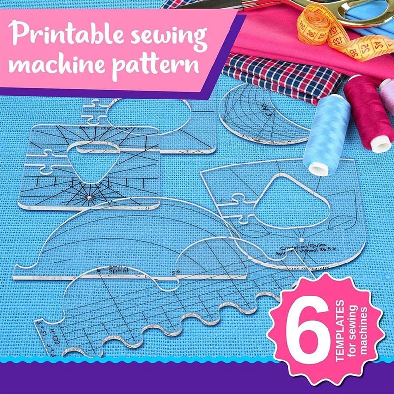 6-in-1 Quilting Template Set Acrylic Sewing Ruler Kit for Precise Patchwork Designs