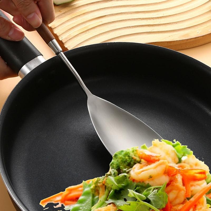 Walnut Handle Stainless Steel Cooking Utensil Set Heat Resistant Kitchen Tools 4
