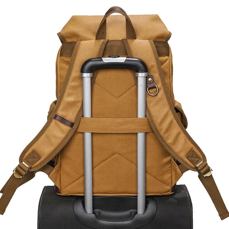 Vintage Waxed Canvas Laptop Backpack Large Capacity Travel Rucksack 8