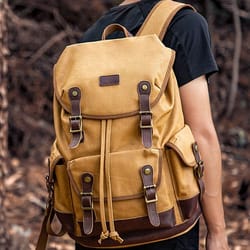 vintage waxed canvas laptop backpack large capacity travel rucksack