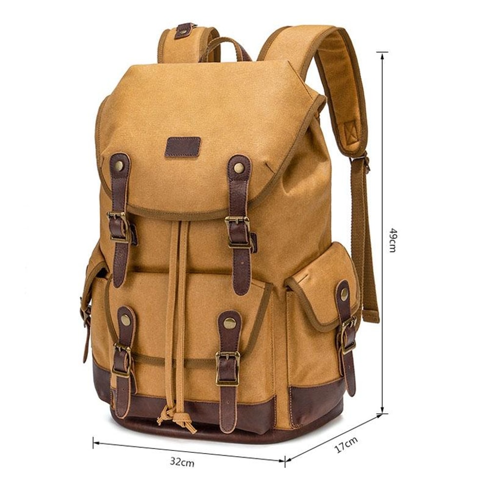Vintage Waxed Canvas Laptop Backpack Large Capacity Travel Rucksack 1