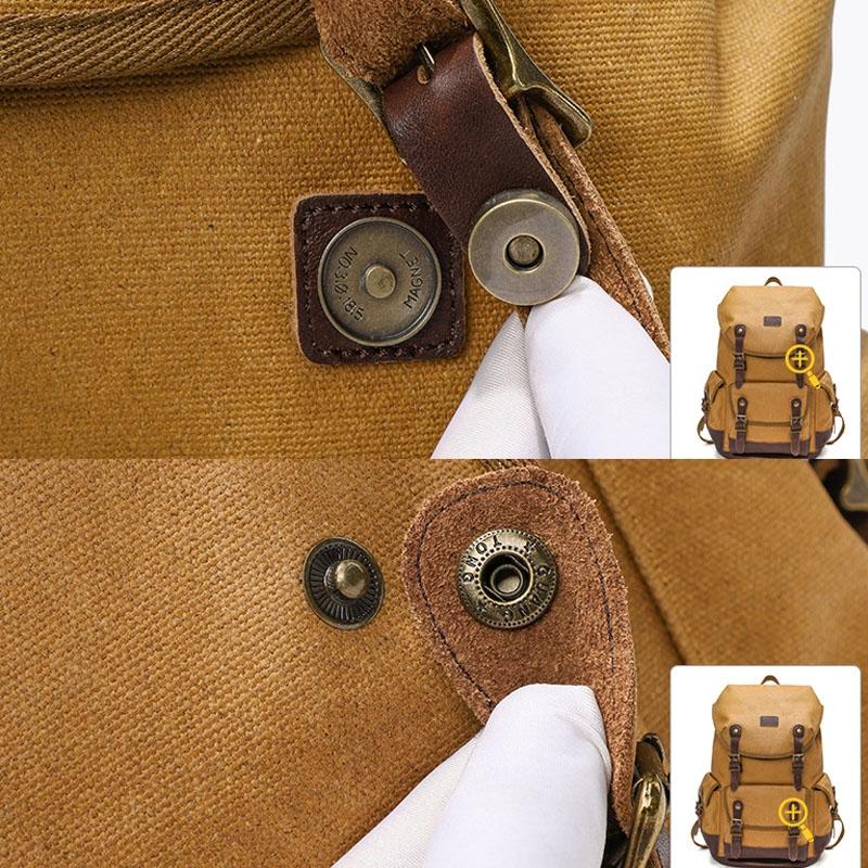 Vintage Waxed Canvas Laptop Backpack Large Capacity Travel Rucksack 3