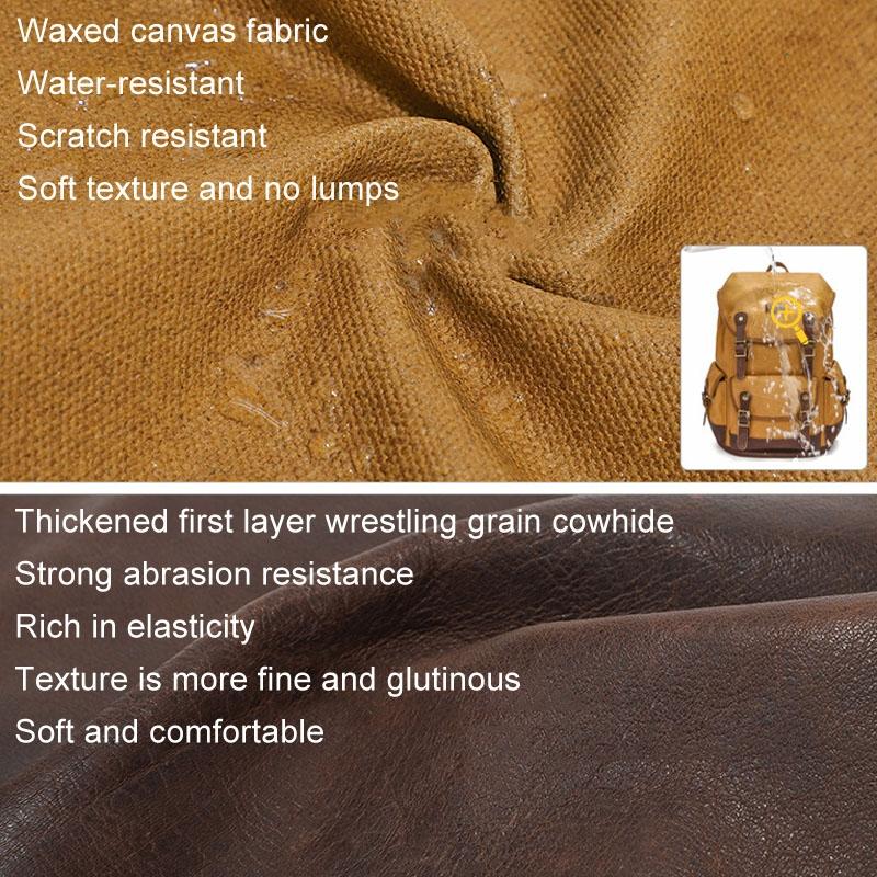 Vintage Waxed Canvas Laptop Backpack Large Capacity Travel Rucksack 5
