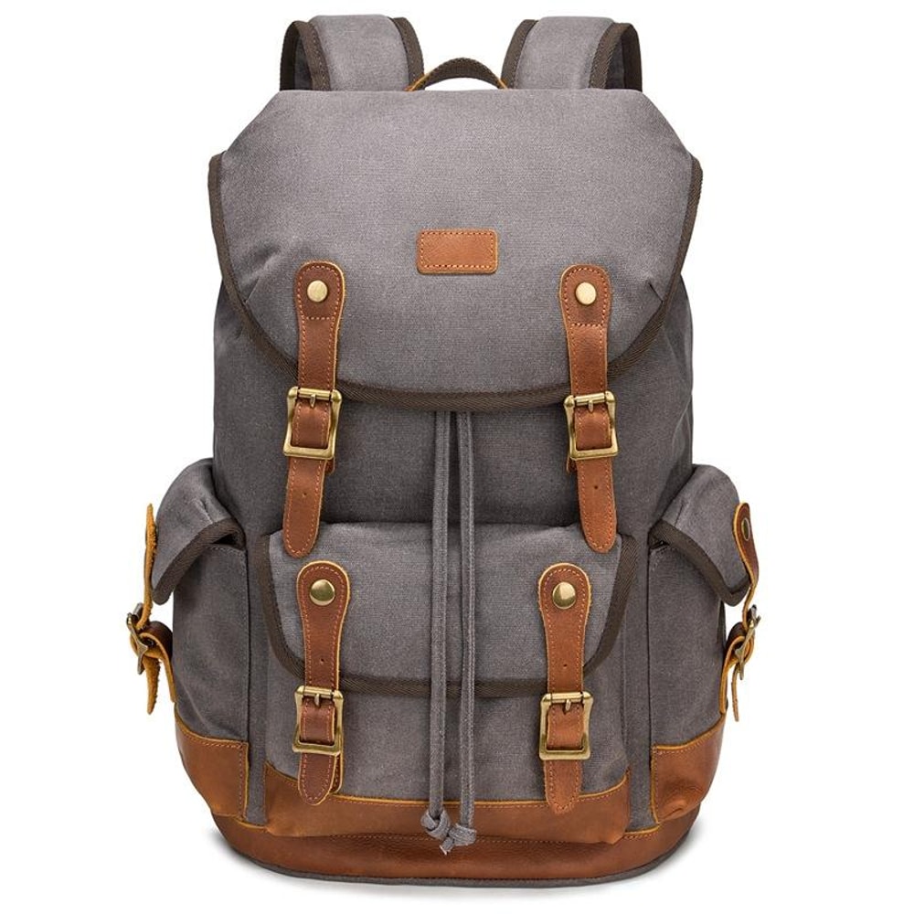 Vintage Waxed Canvas Laptop Backpack Large Capacity Travel Rucksack 10