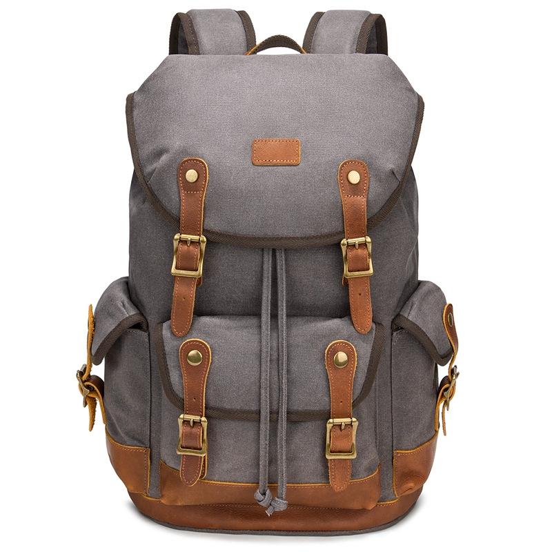 Vintage Waxed Canvas Laptop Backpack Large Capacity Travel Rucksack 10