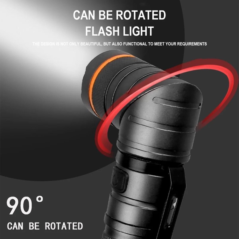 Foldable Magnetic LED Flashlight with Red Green Signal Lights Waterproof Rechargeable Torch