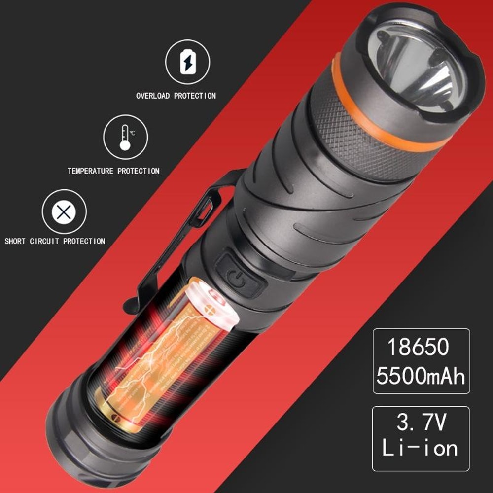 Foldable Magnetic LED Flashlight with Red Green Signal Lights Waterproof Rechargeable Torch