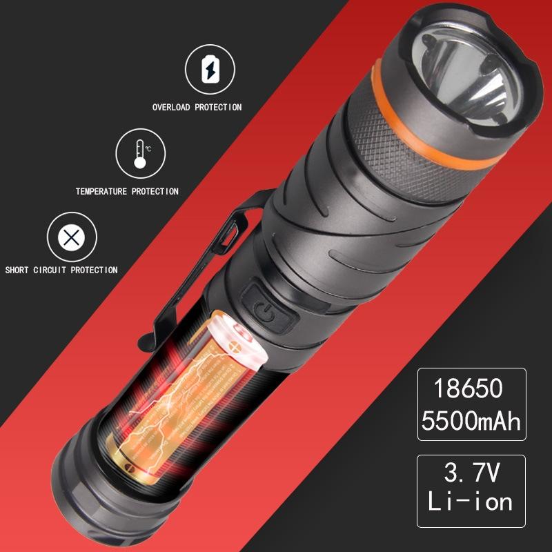 Foldable Magnetic LED Flashlight with Red Green Signal Lights Waterproof Rechargeable Torch