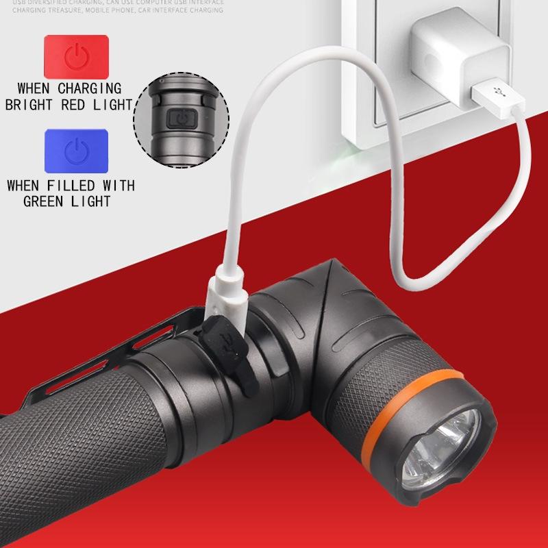 Foldable Magnetic LED Flashlight with Red Green Signal Lights Waterproof Rechargeable Torch