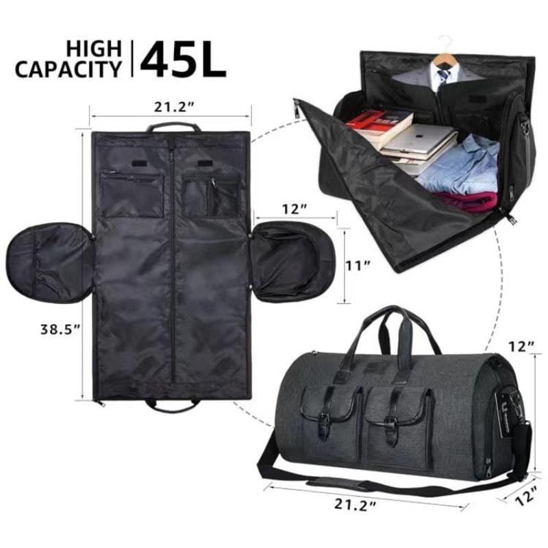 Large Capacity Garment Travel Bag With Shoe Compartment Portable Foldable Suit Storage Duffel 3