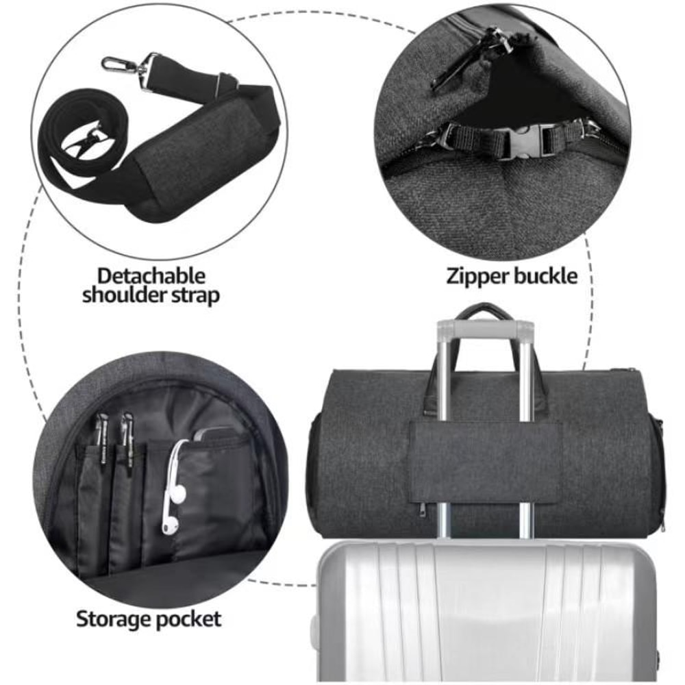 Large Capacity Garment Travel Bag With Shoe Compartment Portable Foldable Suit Storage Duffel 6