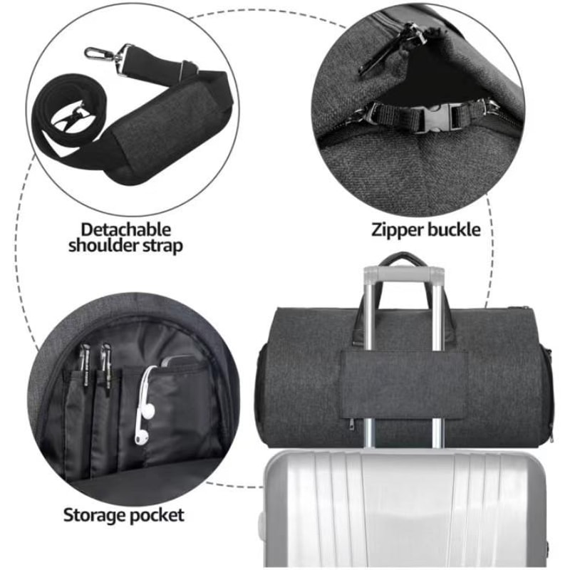 Large Capacity Garment Travel Bag With Shoe Compartment Portable Foldable Suit Storage Duffel 6