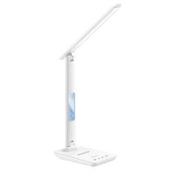 led desk lamp with wireless charging, clock display & adjustable brightness