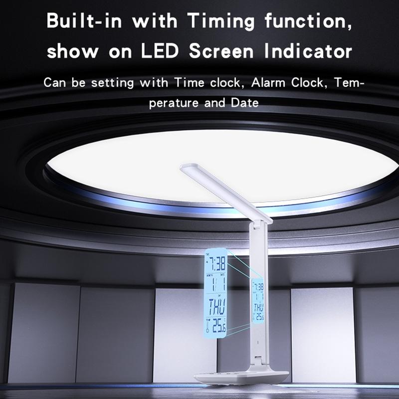 LED Desk Lamp with Wireless Charging, Clock Display & Adjustable Brightness