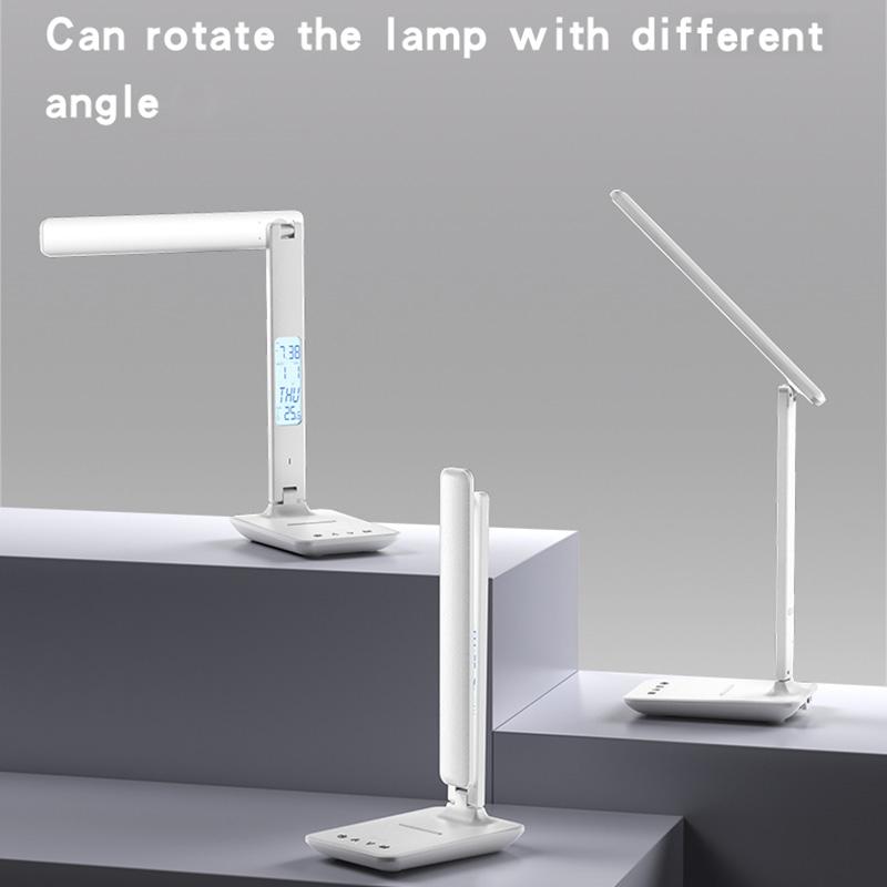 LED Desk Lamp with Wireless Charging, Clock Display & Adjustable Brightness