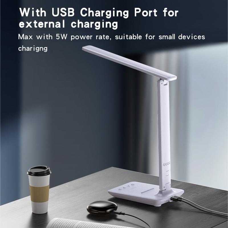 LED Desk Lamp with Wireless Charging, Clock Display & Adjustable Brightness