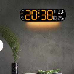 remote control digital wall clock with led display & ambient light