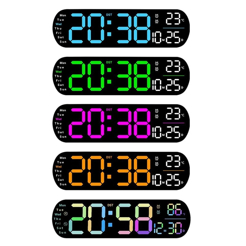 Remote Control Digital Wall Clock With LED Display Ambient Light 1