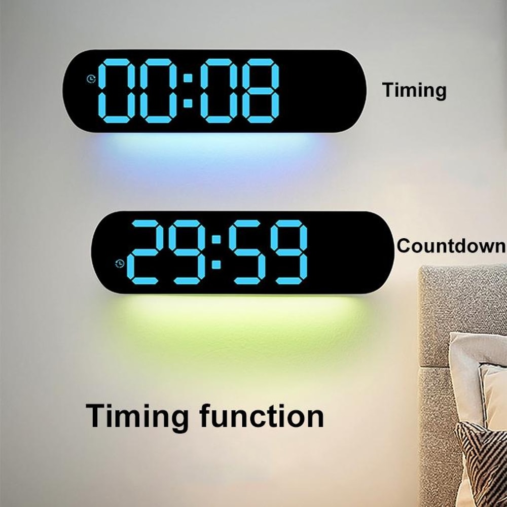 Remote Control Digital Wall Clock With LED Display Ambient Light 7