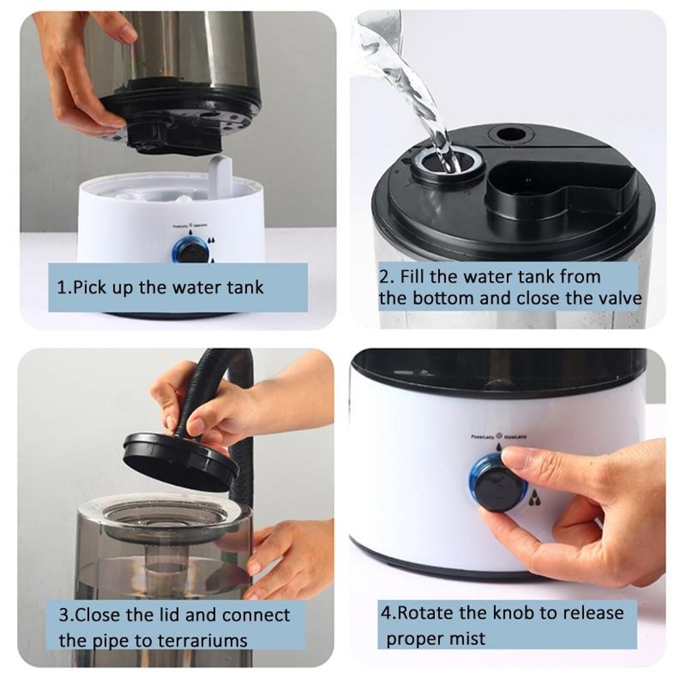 4L Reptile Humidifier Fogger With Adjustable Mist Auto Shutoff For Terrariums 8