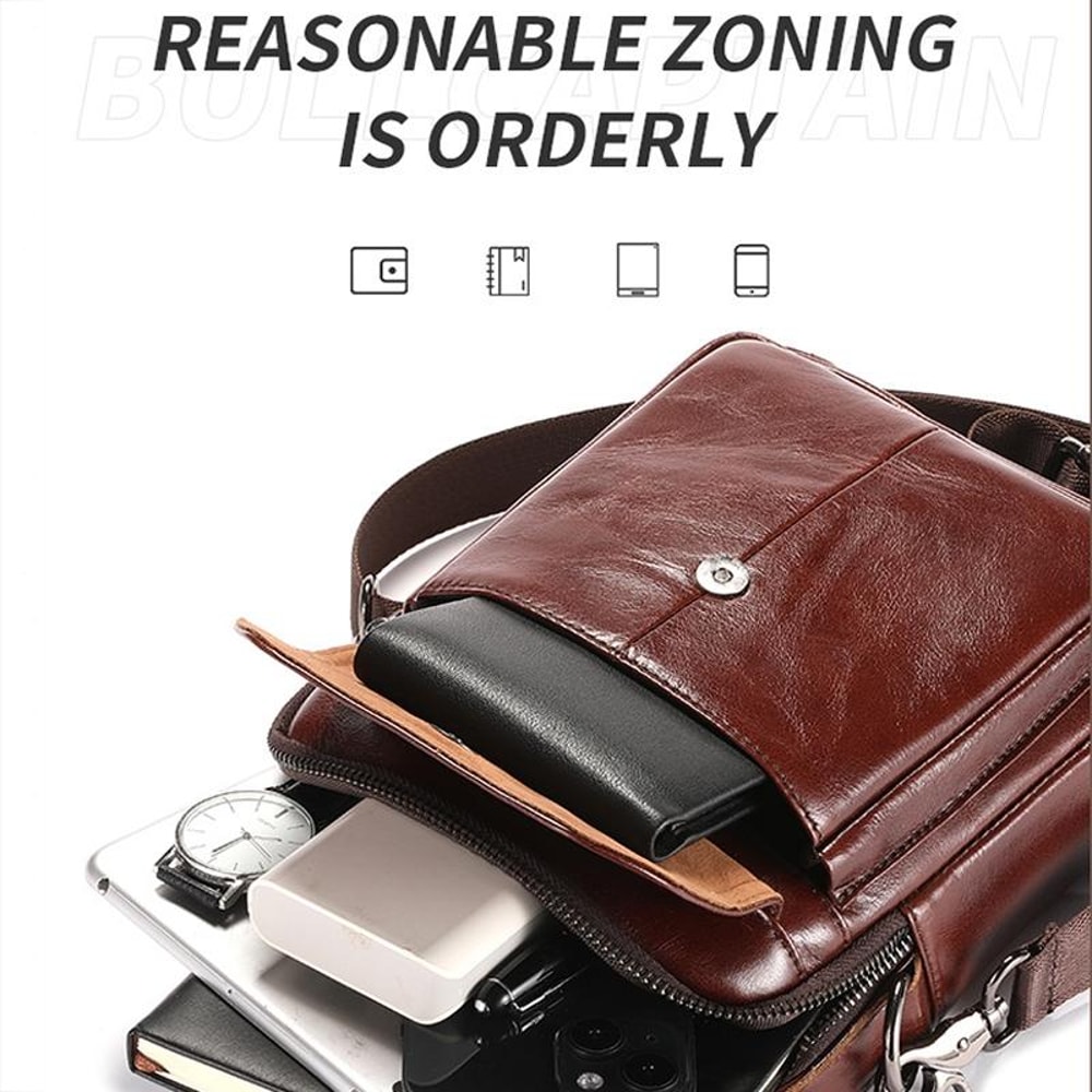 Vintage Leather Crossbody Bag Large Capacity Waterproof Cowhide Shoulder Bag 3