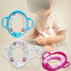 extra large toddler toilet seat with soft cushion & handles, safe potty training seat for kids