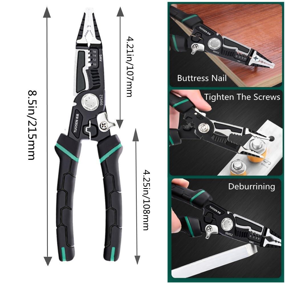 9-in-1 Wire Stripper Tool with Crimper & Cutter for Precision Electrical Work