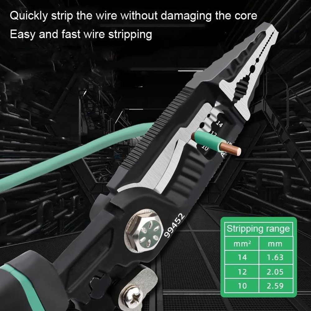 9-in-1 Wire Stripper Tool with Crimper & Cutter for Precision Electrical Work