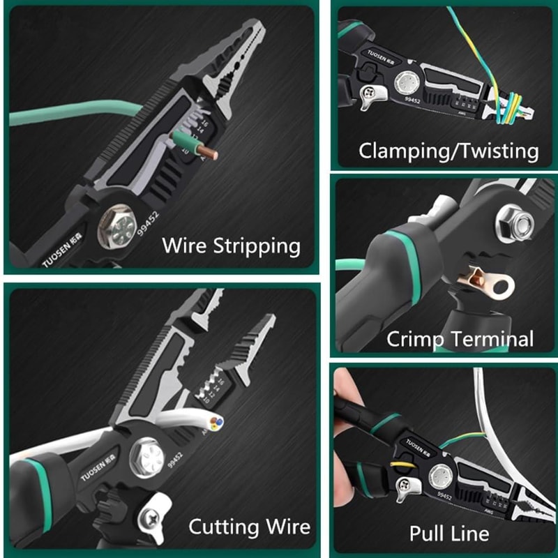 9-in-1 Wire Stripper Tool with Crimper & Cutter for Precision Electrical Work