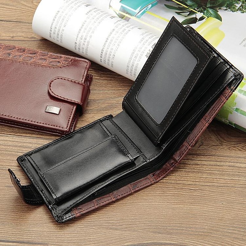 Slim Bifold Leather Wallet For Men With Coin Pocket Multi Card Slots 3