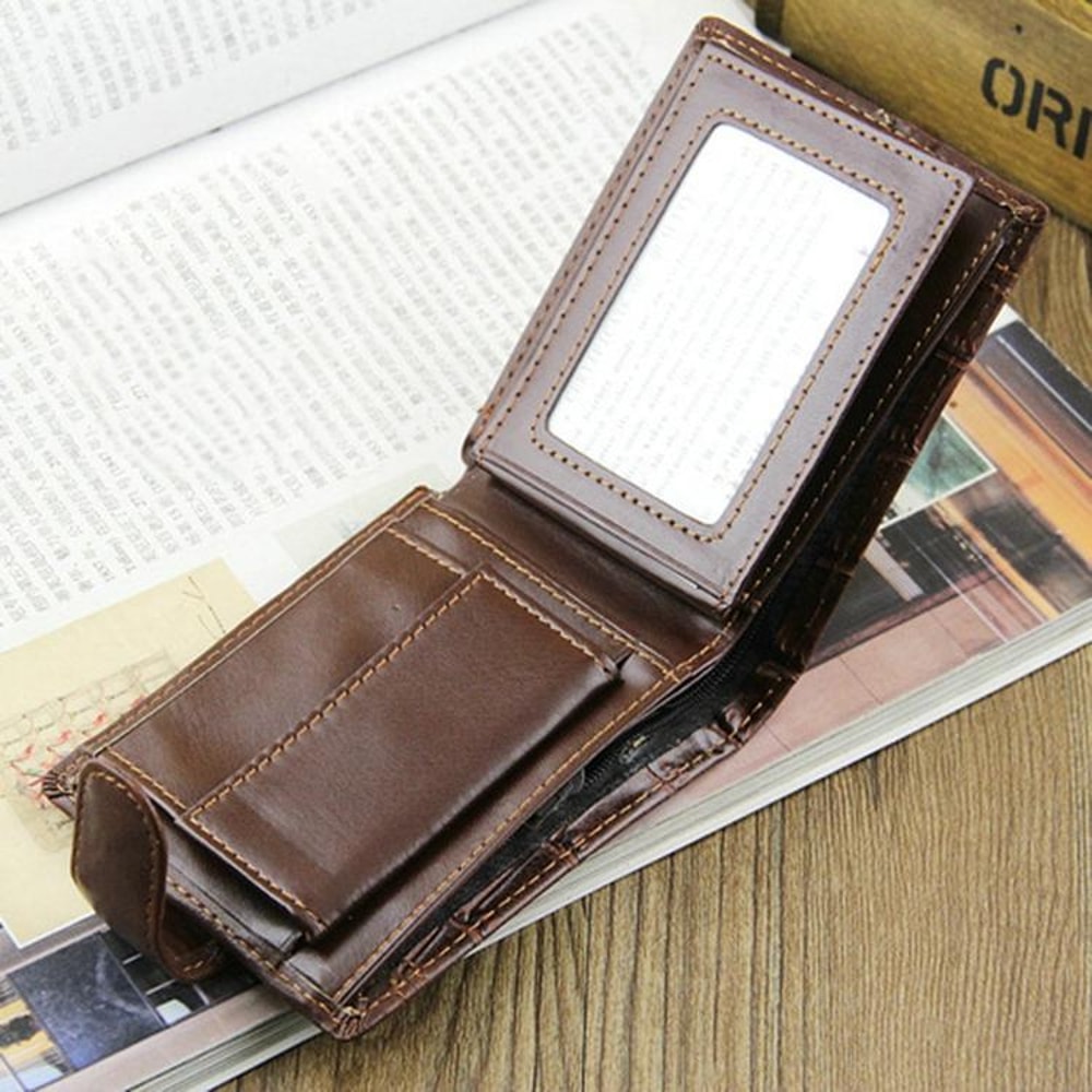 Slim Bifold Leather Wallet For Men With Coin Pocket Multi Card Slots 4