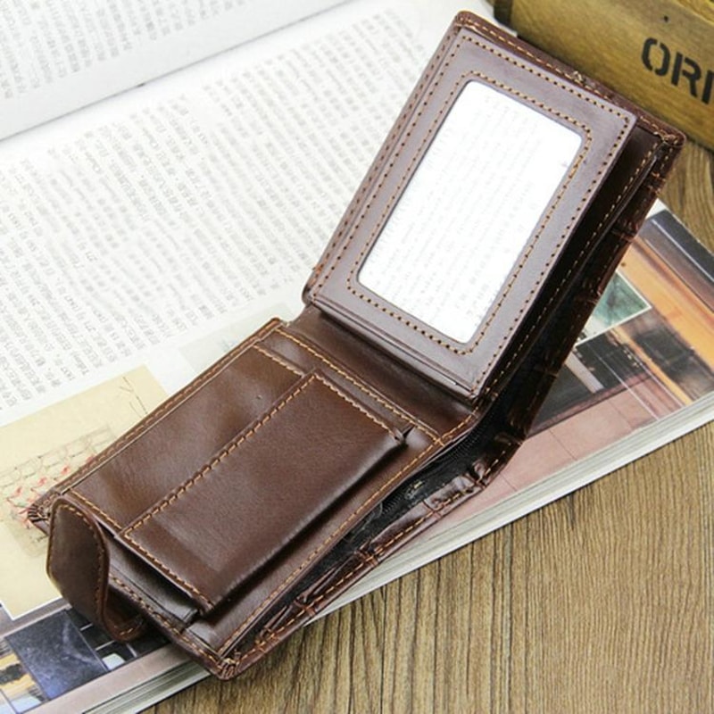 Slim Bifold Leather Wallet For Men With Coin Pocket Multi Card Slots 4