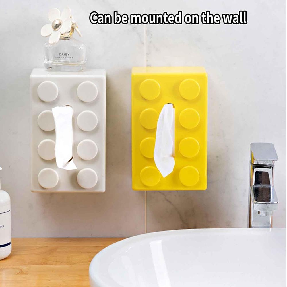 Cartoon Building Block Tissue Box Wall Mount Waterproof Tissue Holder For Living Room Decor 1