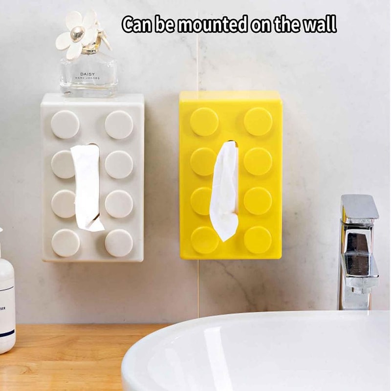 Cartoon Building Block Tissue Box Wall Mount Waterproof Tissue Holder For Living Room Decor 1