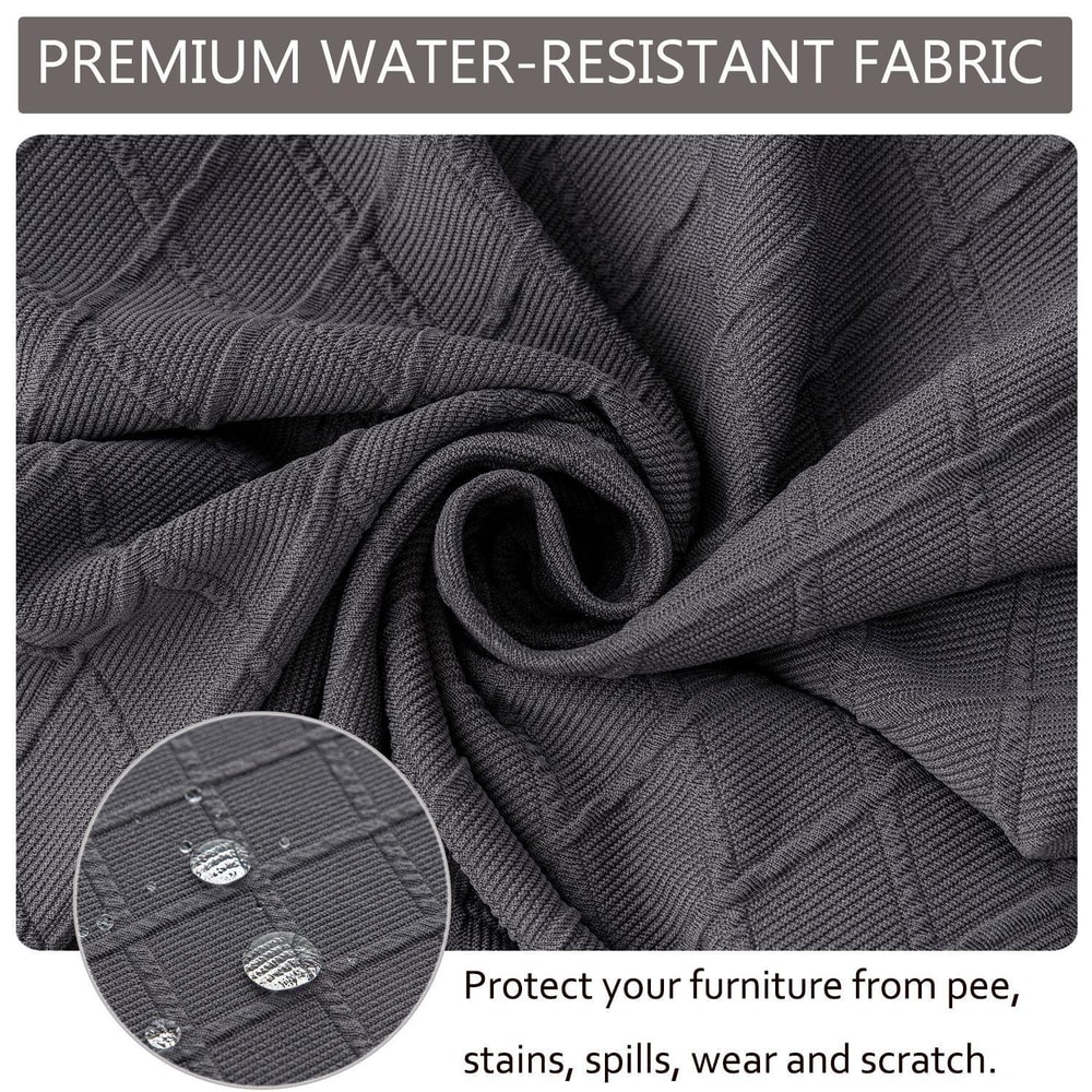 Diamond Jacquard Waterproof Chair Cushion Cover Stretch Dining Seat Protector 2