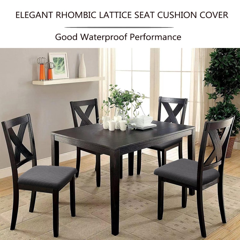 Diamond Jacquard Waterproof Chair Cushion Cover Stretch Dining Seat Protector 3