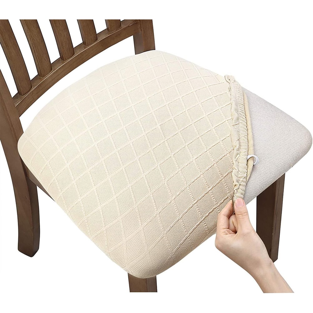 Diamond Jacquard Waterproof Chair Cushion Cover Stretch Dining Seat Protector 6