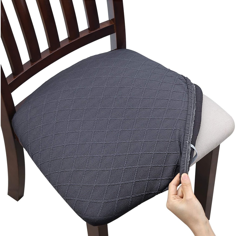 Diamond Jacquard Waterproof Chair Cushion Cover Stretch Dining Seat Protector 7