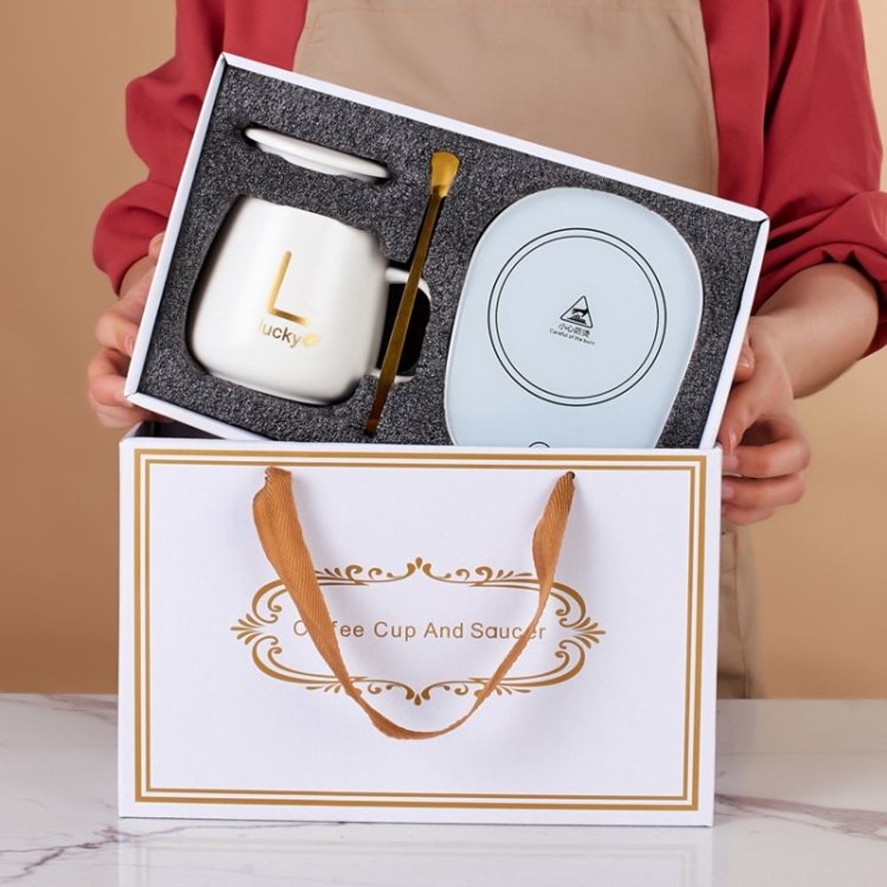 Smart Coffee Mug Warmer Set With Ceramic Cup Auto ShutOff 55C Temperature Control 8