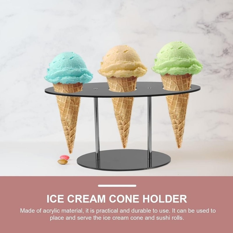 Clear Acrylic Ice Cream Cone Display Stand Rack For Parties Dessert Presentation 5
