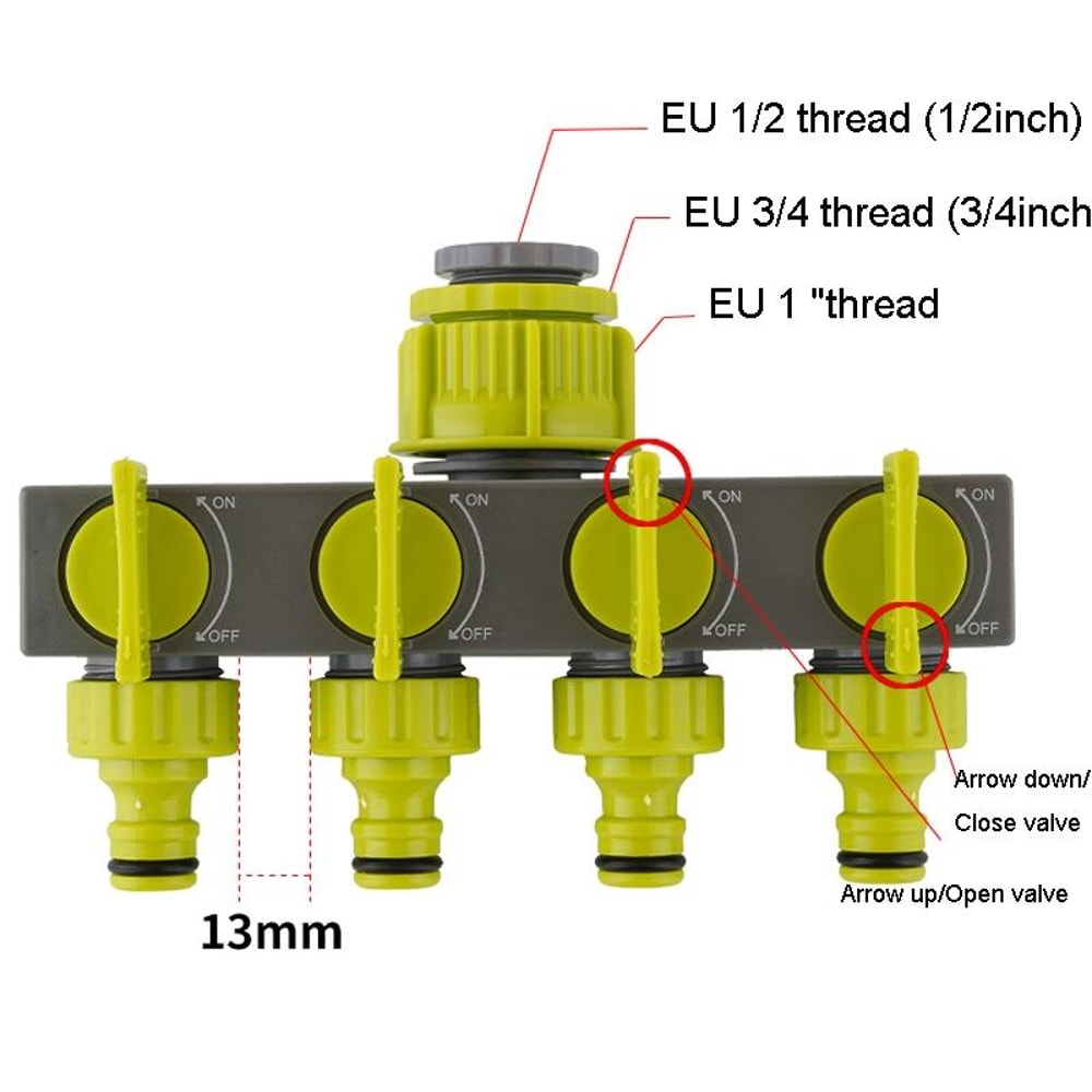 4 Way Garden Hose Splitter With Valves Garden Hose Splitter For Efficient Multi Outlet Watering 5