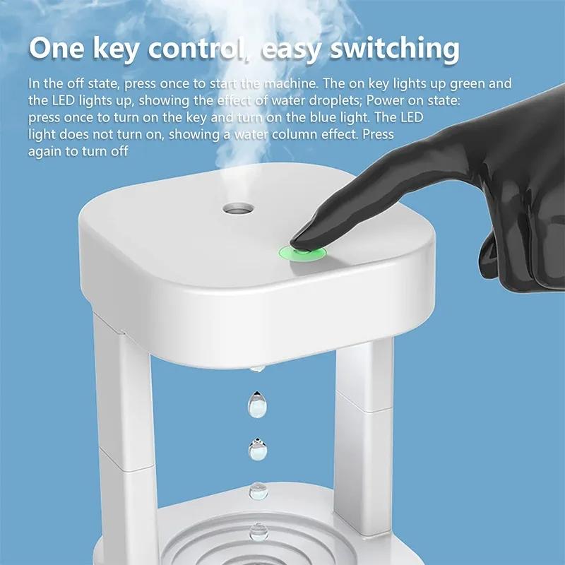 Anti-Gravity Water Droplet Humidifier with Night Light & Remote Control Aromatherapy Diffuser