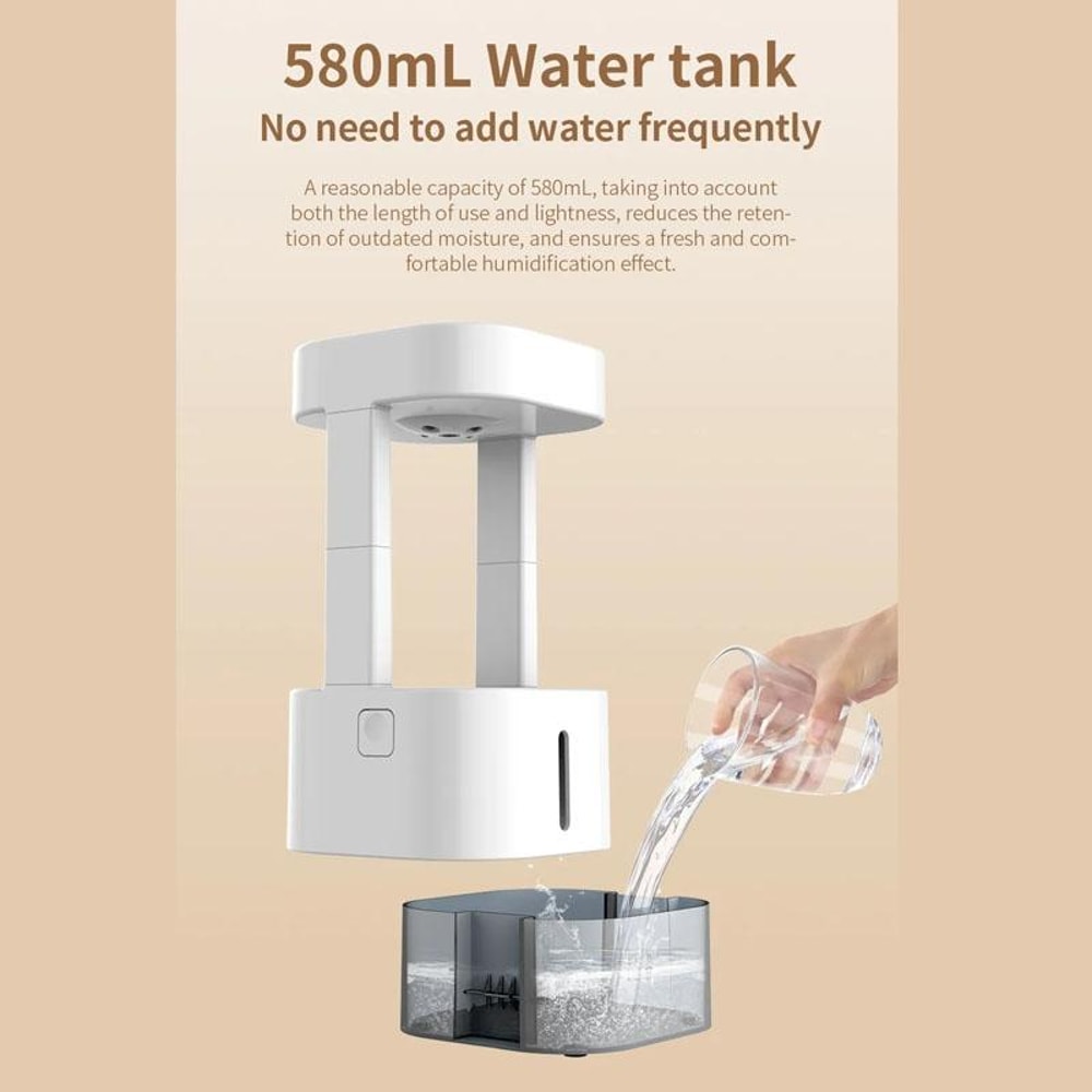 Anti-Gravity Water Droplet Humidifier with Night Light & Remote Control Aromatherapy Diffuser