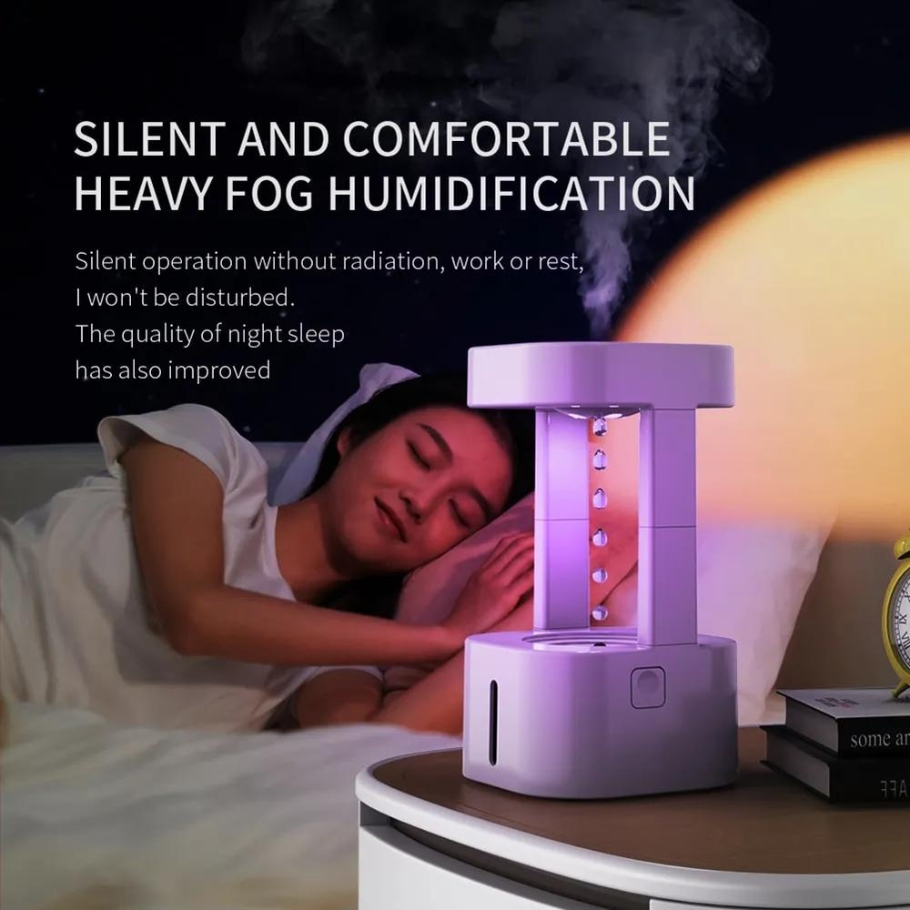 Anti-Gravity Water Droplet Humidifier with Night Light & Remote Control Aromatherapy Diffuser
