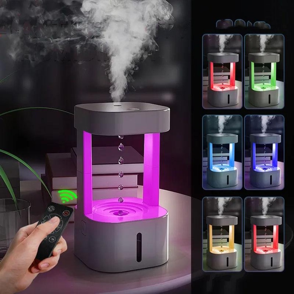 Anti-Gravity Water Droplet Humidifier with Night Light & Remote Control Aromatherapy Diffuser