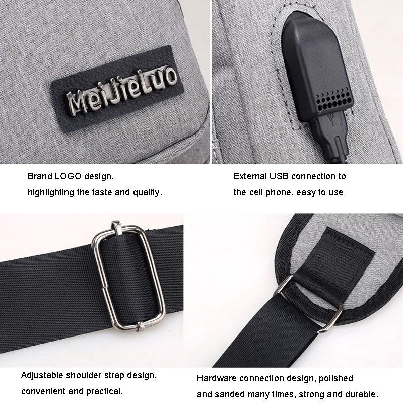 AntiTheft Men Chest Bag With USB Charging Lightweight Crossbody Sling Bag 6