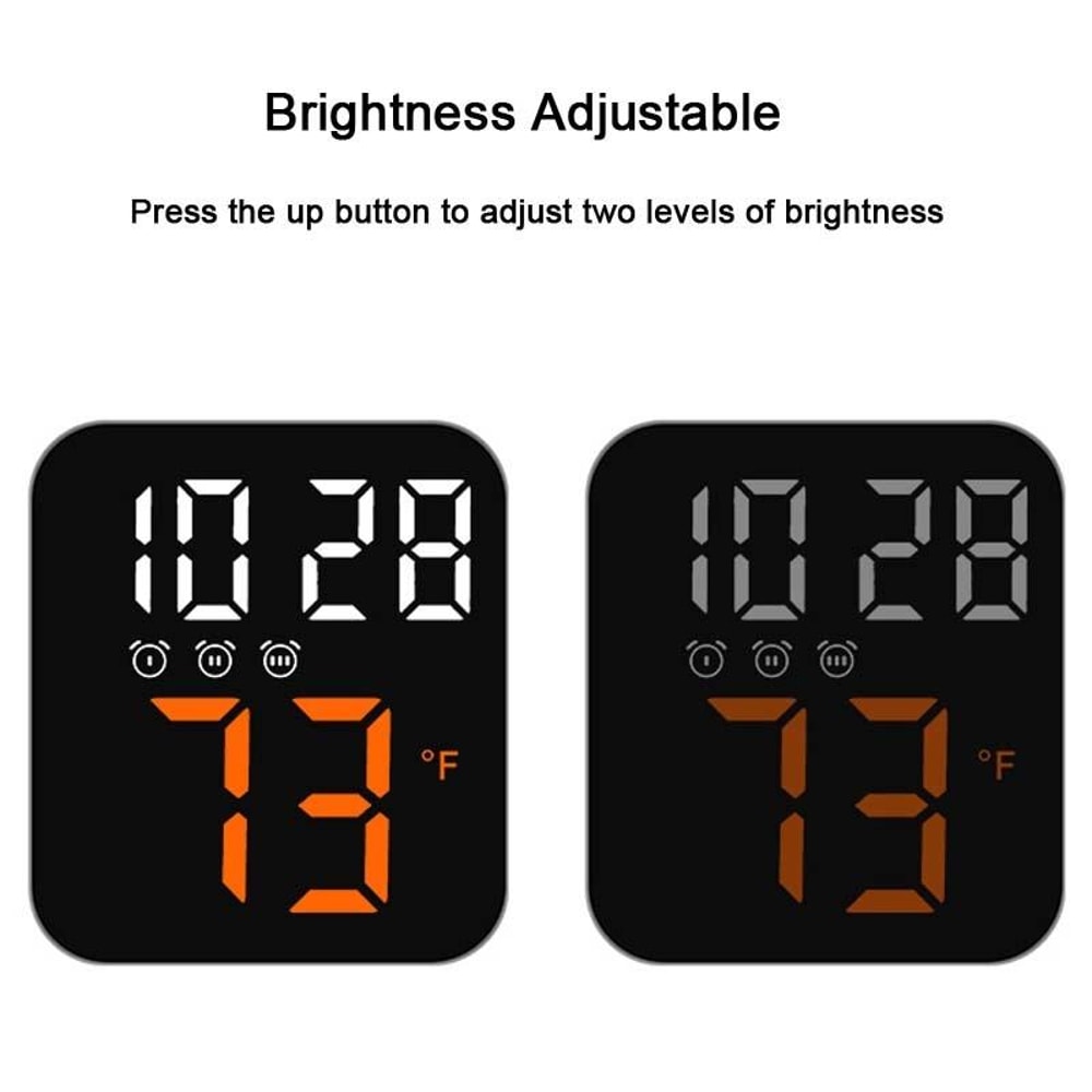 Smart LED Digital Wall Clock With Temperature Display And Dual Alarms For Bedroom Office 3