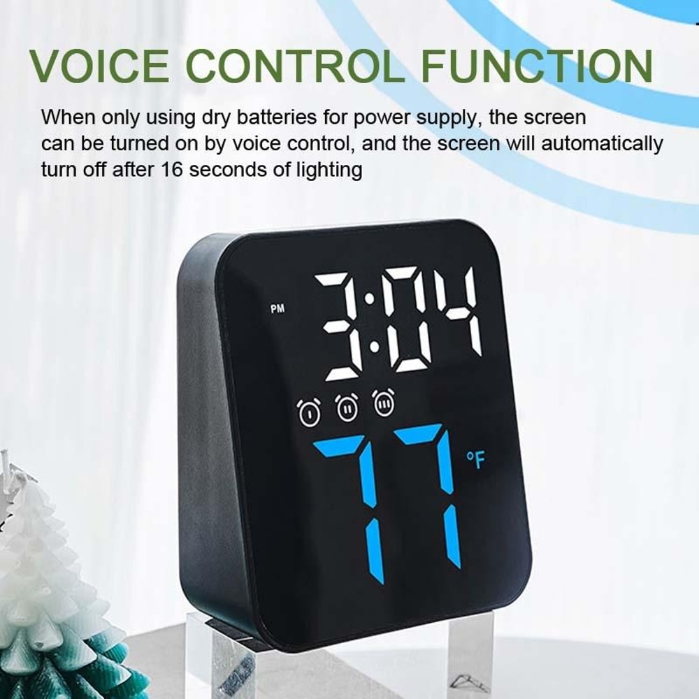 Smart LED Digital Wall Clock With Temperature Display And Dual Alarms For Bedroom Office 5